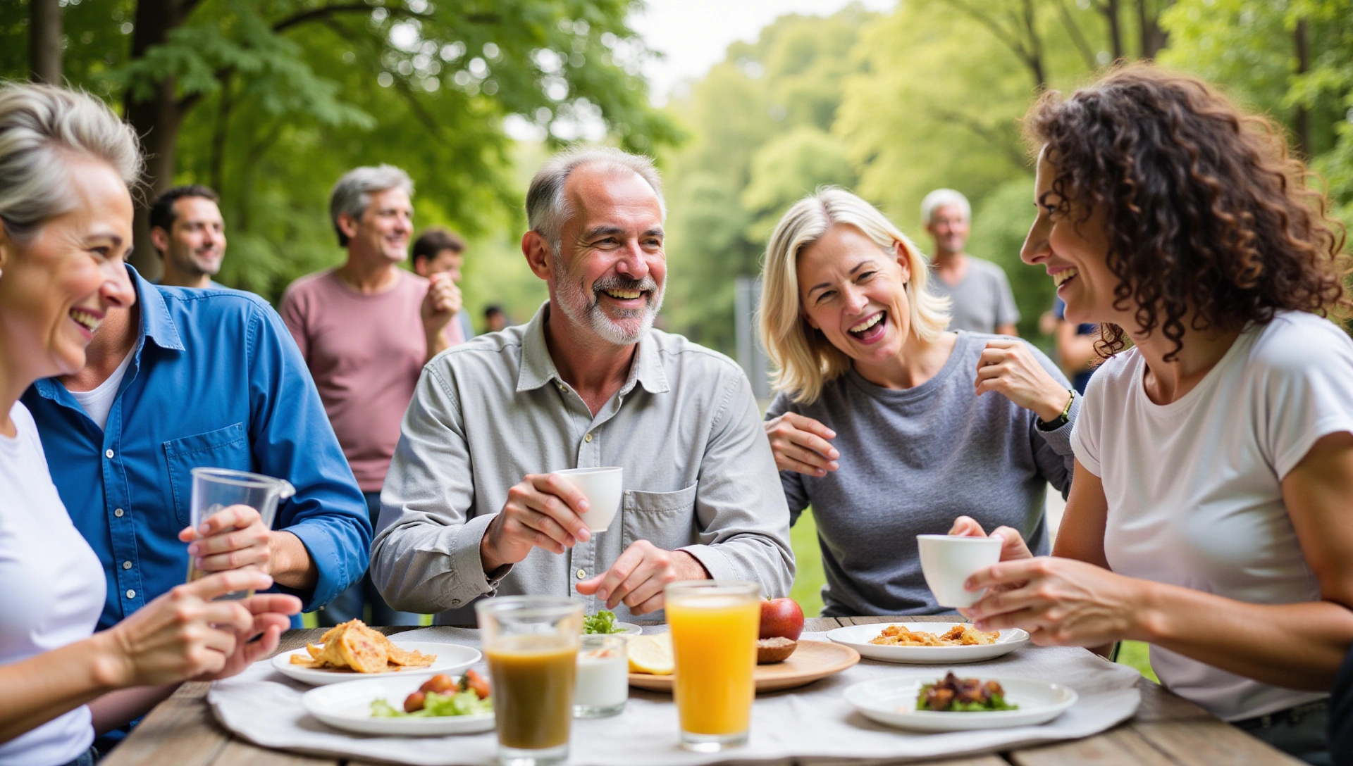 Happy, healthy people enjoying life after successful nutritional consulting